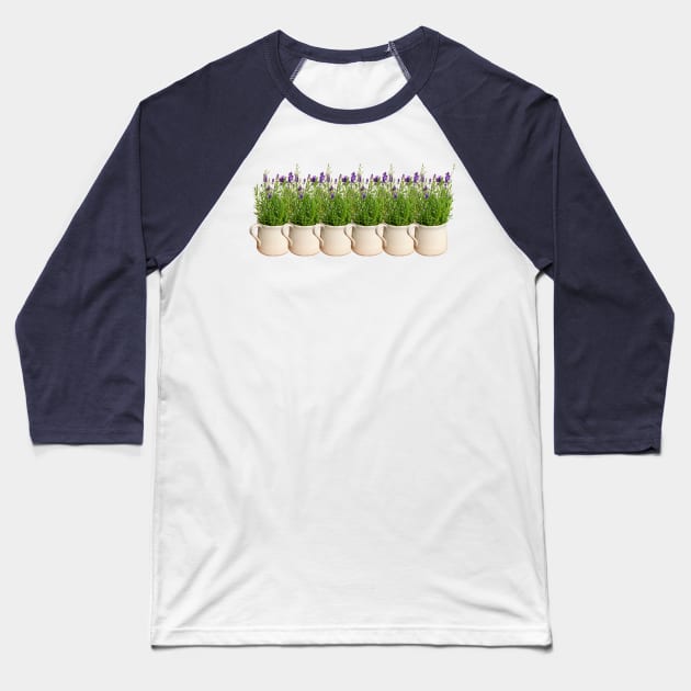 Lavender Plants on Repeat Baseball T-Shirt by ellenhenryart